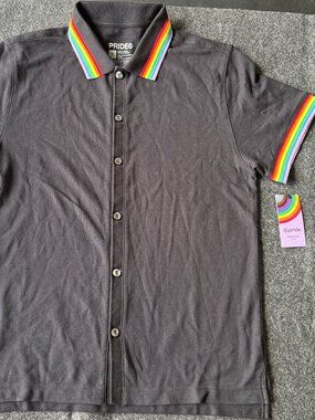 Target Pride Rainbow Trim Black Polo XS NWT